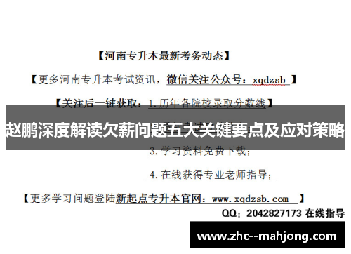 赵鹏深度解读欠薪问题五大关键要点及应对策略